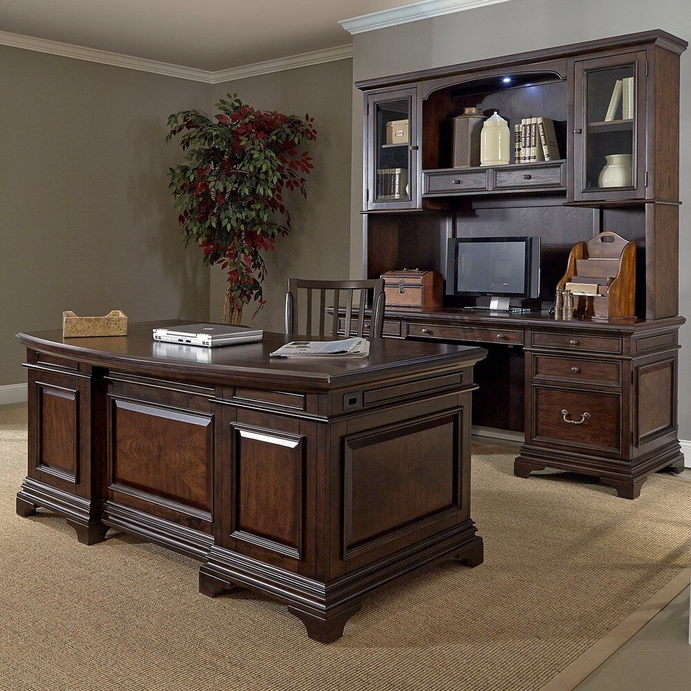 Drake 72-inch Executive Desk, Credenza with Hutch, Lateral File and Chair