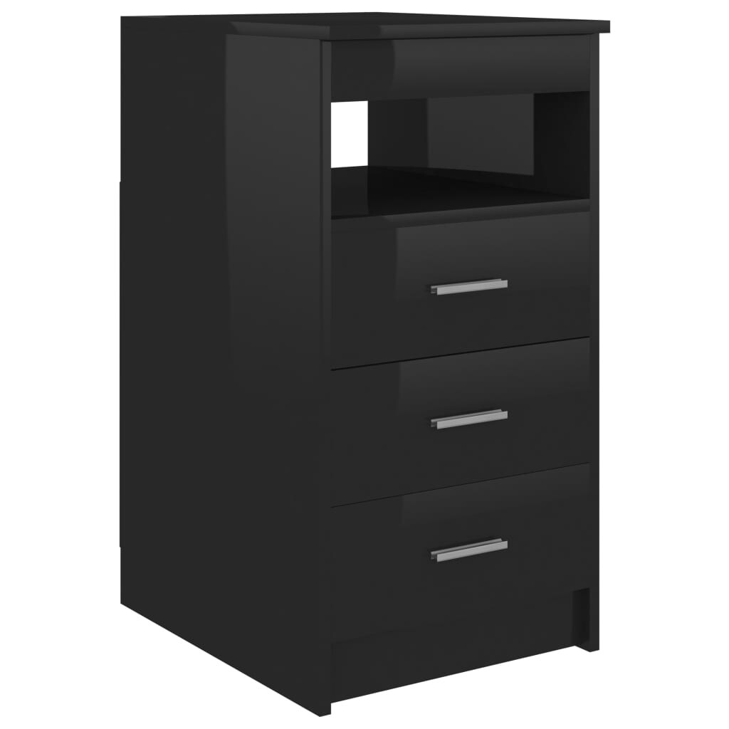 Drawer Cabinet High Gloss Black 15.7"x19.7"x29.9" Engineered Wood