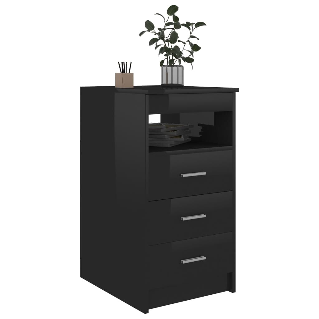 Drawer Cabinet High Gloss Black 15.7"x19.7"x29.9" Engineered Wood