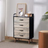 Drawer Dresser 4 Drawers Storage Dresser with Fabric Foldable Drawers, Gray and Black