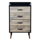 Drawer Dresser 4 Drawers Storage Dresser with Fabric Foldable Drawers, Gray and Black