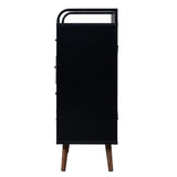 Drawer Dresser 4 Drawers Storage Dresser with Fabric Foldable Drawers, Gray and Black