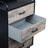 Drawer Dresser 4 Drawers Storage Dresser with Fabric Foldable Drawers, Gray and Black