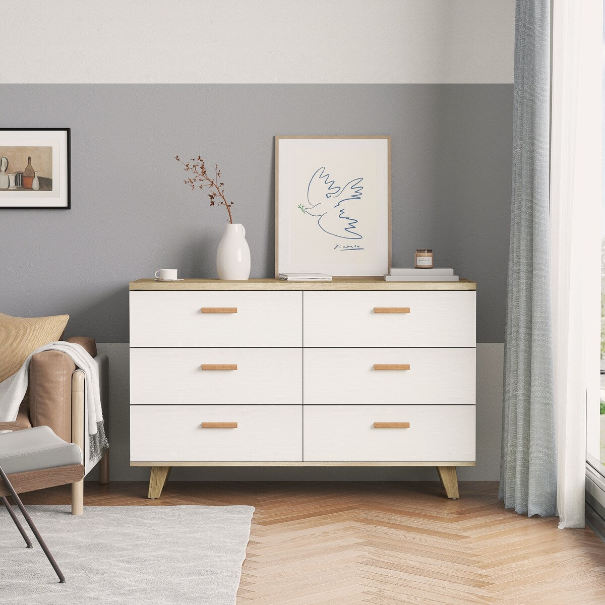 Drawer Dresser cabinet barcabinet, Solid wood handle table leg for Dining RoomLiving