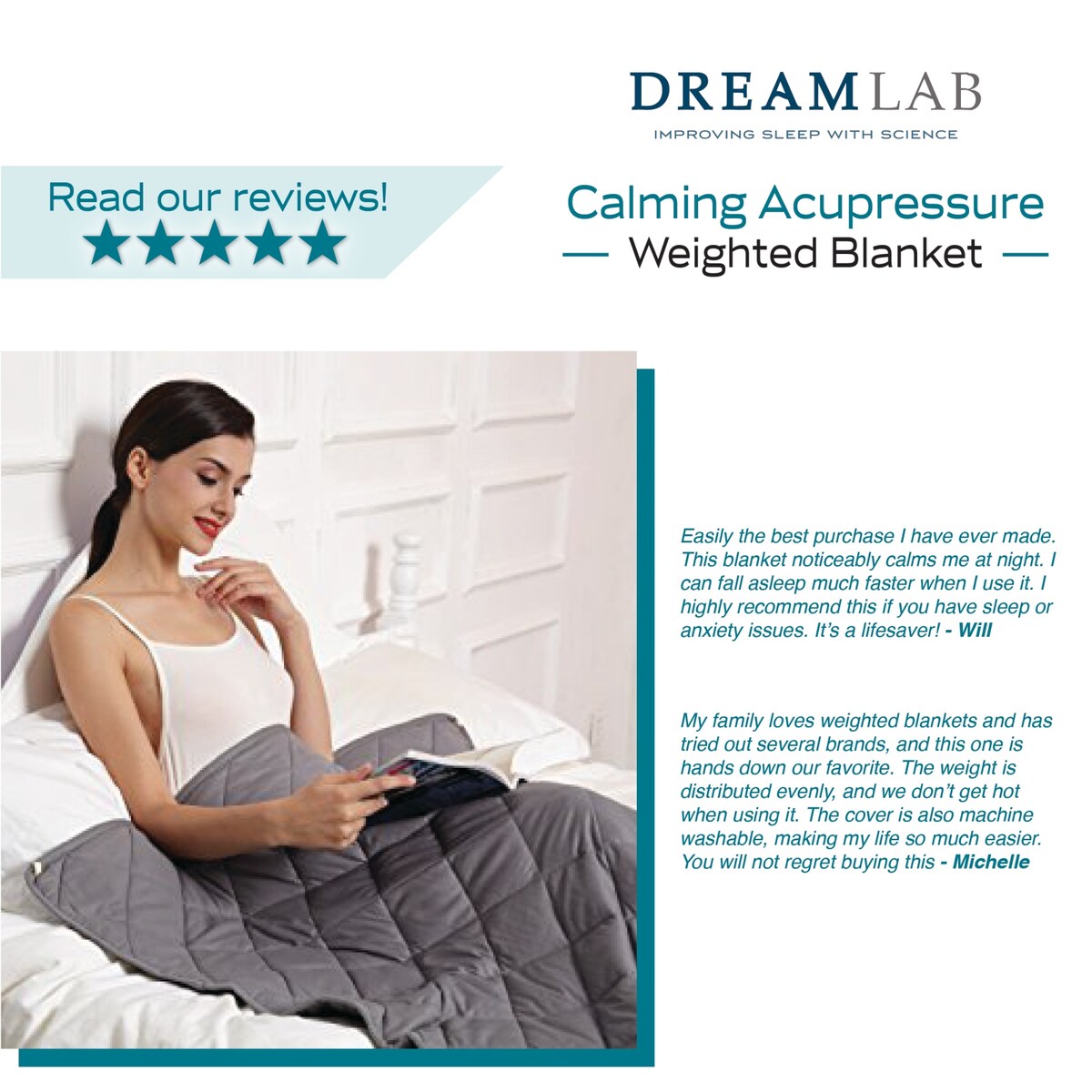 DreamLab Acupressure 48x72 Weighted Blanket with Removable Cover