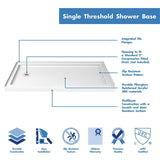 DreamLine Flex 30 in. D x 60 in. W x 74 3/4 in. H Pivot Shower Door and Shower Base Kit - 30" x 60" - 30" x 60"