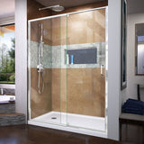 DreamLine Flex 30 in. D x 60 in. W x 74 3/4 in. H Pivot Shower Door and Shower Base Kit - 30" x 60" - 30" x 60"