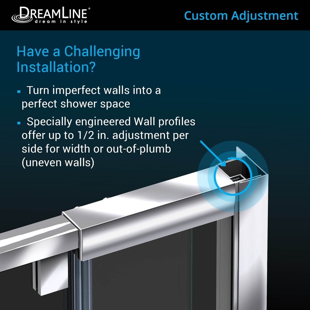 DreamLine Flex 30 in. D x 60 in. W x 74 3/4 in. H Pivot Shower Door and Shower Base Kit - 30" x 60" - 30" x 60"