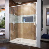 DreamLine Flex 30 in. D x 60 in. W x 74 3/4 in. H Pivot Shower Door and Shower Base Kit - 30" x 60" - 30" x 60"