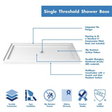 DreamLine Flex 30 in. D x 60 in. W x 74 3/4 in. H Pivot Shower Door and Shower Base Kit - 30" x 60" - 30" x 60"