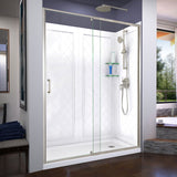 DreamLine Flex 30 in. D x 60 in. W x 76 3/4 in. H Pivot Shower Door, Shower Base and Backwall Kit - 30" x 60" - 30" x 60"