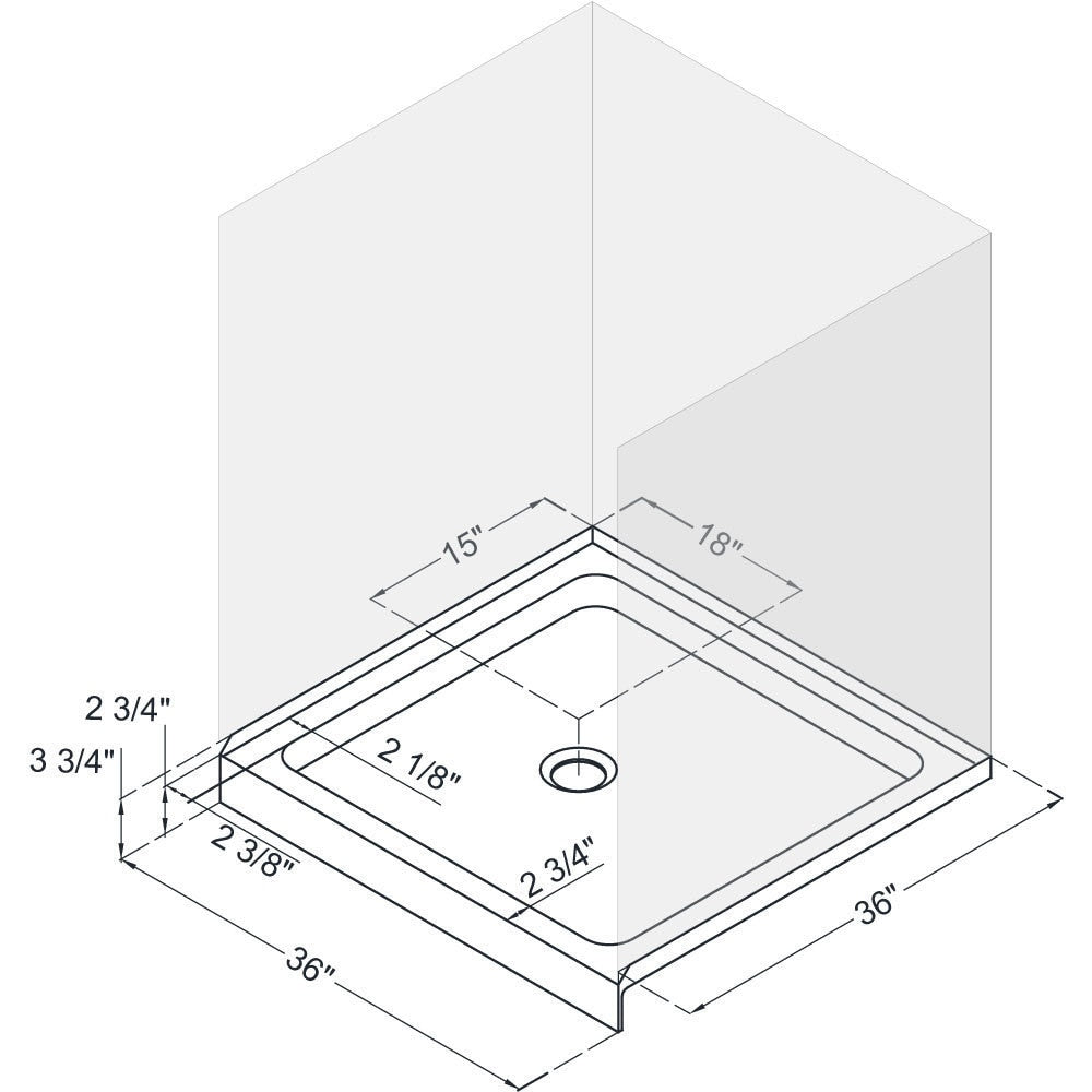 DreamLine Flex 36 in. D x 36 in. W x 74 3/4 in. H Pivot Shower Door and Shower Base Kit - 36" x 36"