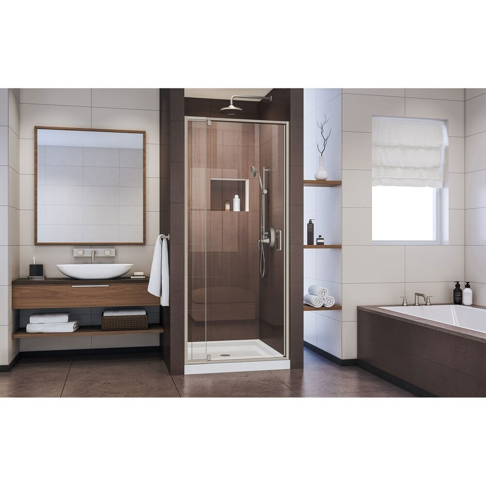 DreamLine Flex 36 in. D x 36 in. W x 74 3/4 in. H Pivot Shower Door and Shower Base Kit - 36" x 36"