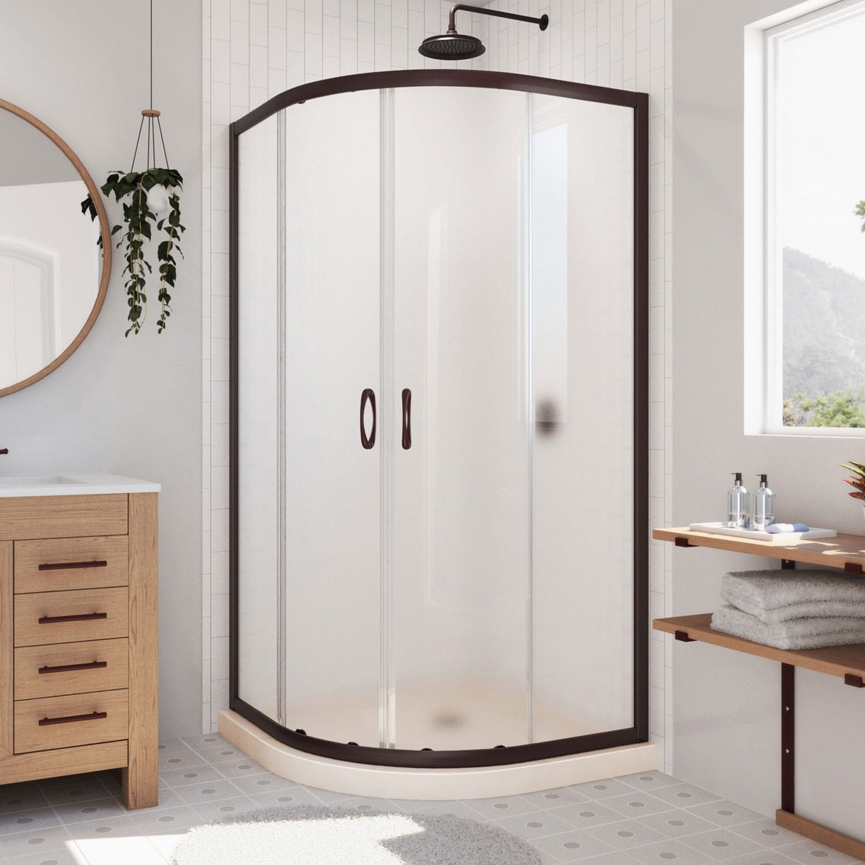 DreamLine Prime 36 in. x 36 in. x 74 3/4 in. Sliding Shower Enclosure and Shower Base Kit - 36" x 36" - 36" x 36"