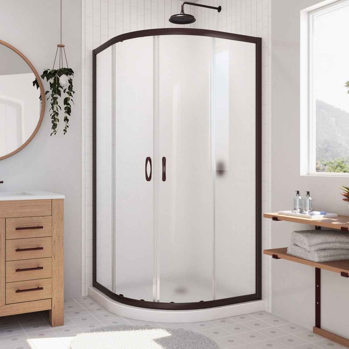 DreamLine Prime 36 in. x 36 in. x 74 3/4 in. Sliding Shower Enclosure and Shower Base Kit - 36" x 36" - 36" x 36"