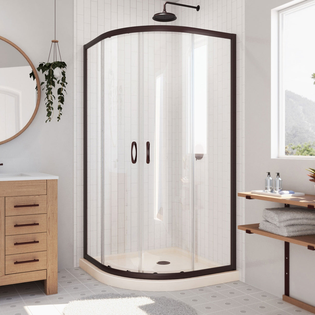 DreamLine Prime 36 in. x 36 in. x 74 3/4 in. Sliding Shower Enclosure and Shower Base Kit - 36" x 36" - 36" x 36"