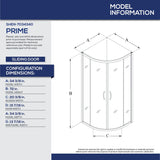 DreamLine Prime 36 in. x 36 in. x 74 3/4 in. Sliding Shower Enclosure and Shower Base Kit - 36" x 36" - 36" x 36"