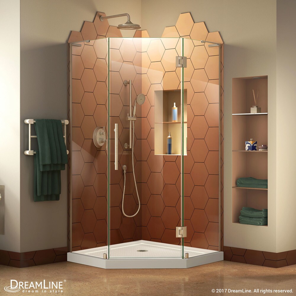 DreamLine Prism Plus 42 in. x 42 in. x 74 3/4 in. Shower Enclosure and Shower Base Kit - 42" x 42"
