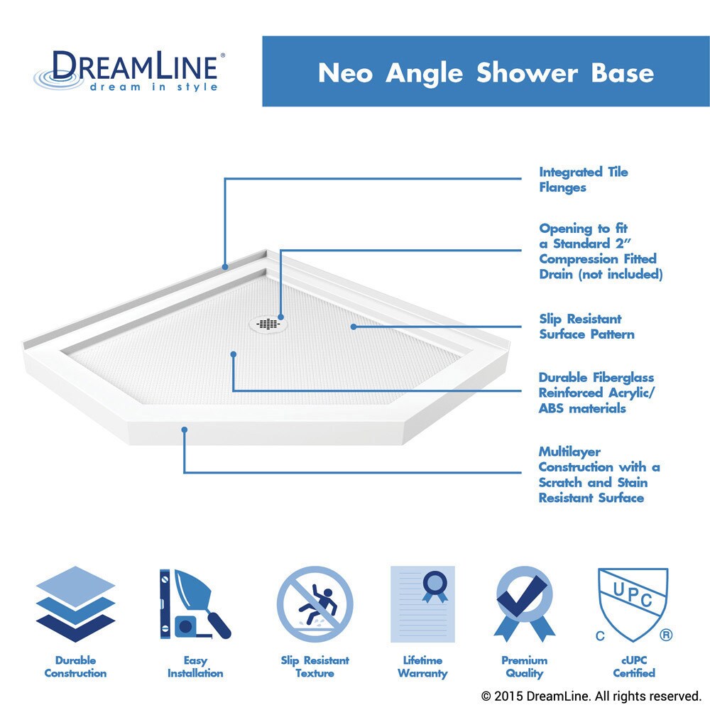 DreamLine Prism Plus 42 in. x 42 in. x 74 3/4 in. Shower Enclosure and Shower Base Kit - 42" x 42"