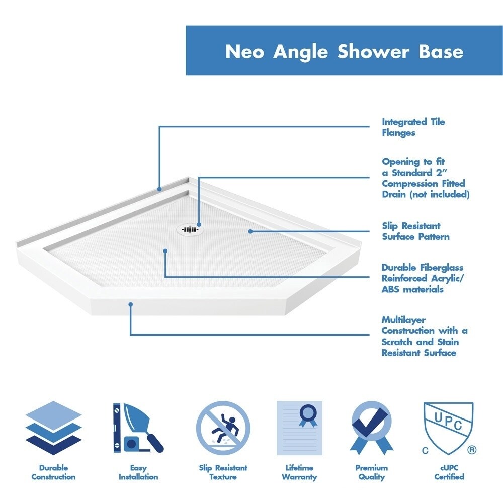 DreamLine Prism Plus 42 in. x 42 in. x 74 3/4 in. Shower Enclosure and Shower Base Kit - 42" x 42"