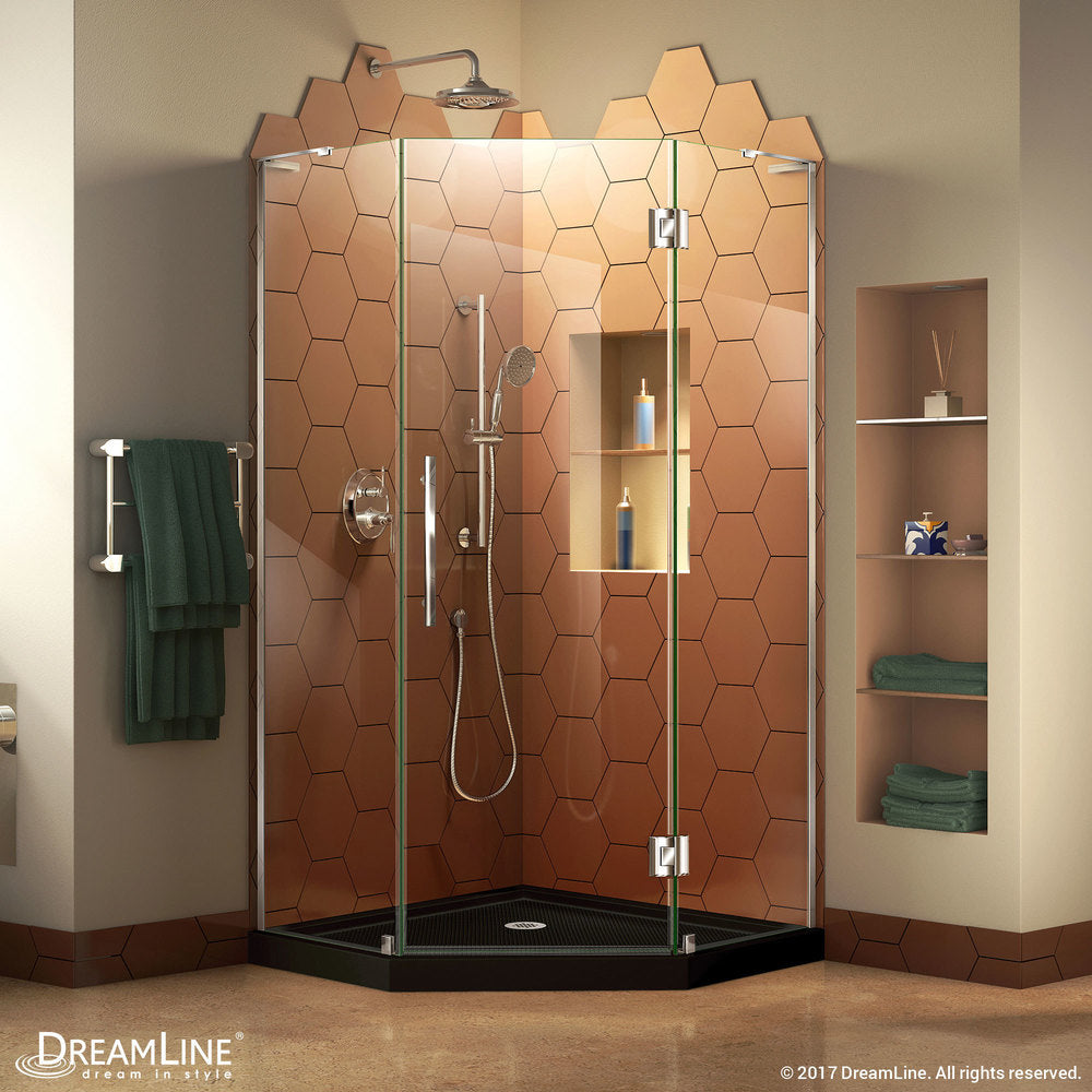 DreamLine Prism Plus 42 in. x 42 in. x 74 3/4 in. Shower Enclosure and Shower Base Kit - 42" x 42"