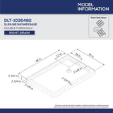 DreamLine SlimLine 36 in. D x 48 in. W x 2 3/4 in. H Double Threshold Shower Base