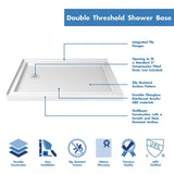 DreamLine SlimLine 36 in. D x 48 in. W x 2 3/4 in. H Double Threshold Shower Base