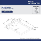 DreamLine SlimLine 36 in. D x 48 in. W x 2 3/4 in. H Double Threshold Shower Base