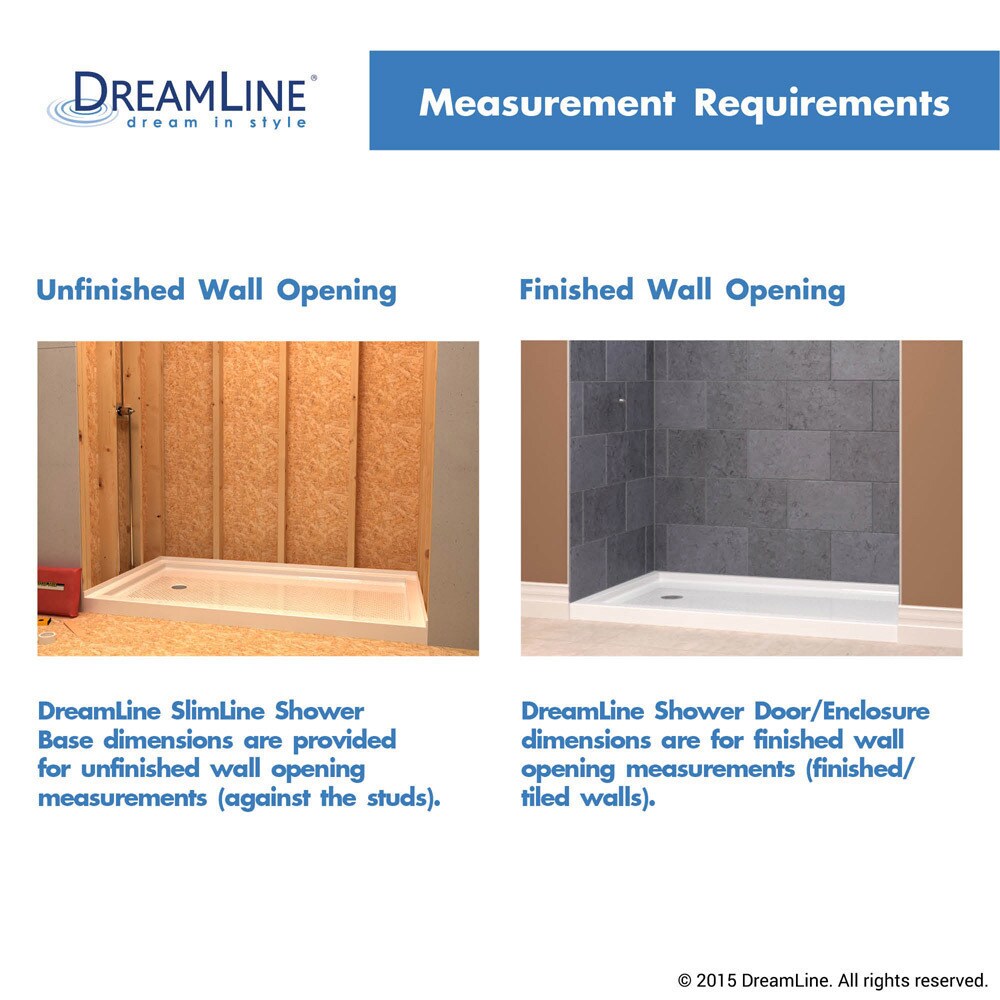 DreamLine SlimLine 36 in. D x 48 in. W x 2 3/4 in. H Double Threshold Shower Base