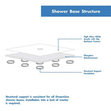 DreamLine SlimLine 36 in. D x 48 in. W x 2 3/4 in. H Double Threshold Shower Base