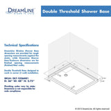 DreamLine SlimLine 36 in. D x 48 in. W x 2 3/4 in. H Double Threshold Shower Base