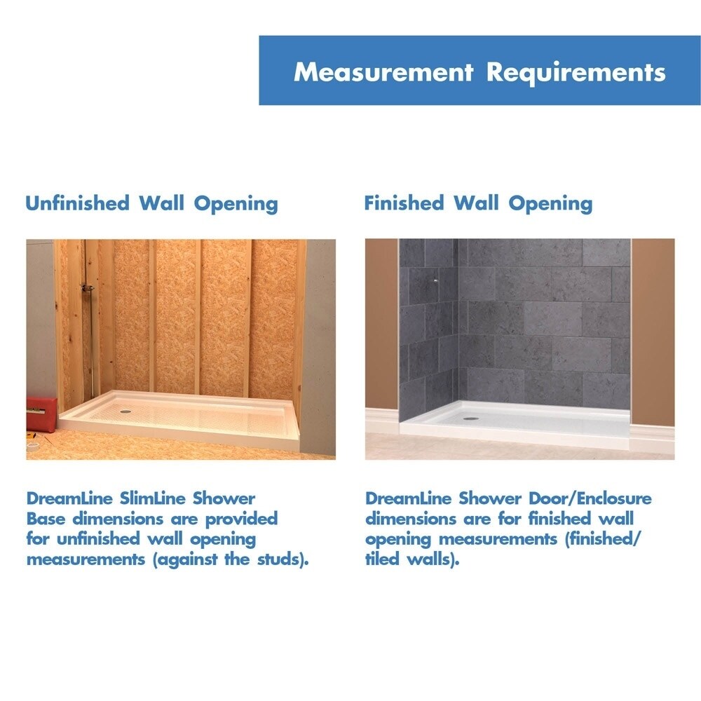 DreamLine SlimLine 36 in. D x 48 in. W x 2 3/4 in. H Double Threshold Shower Base