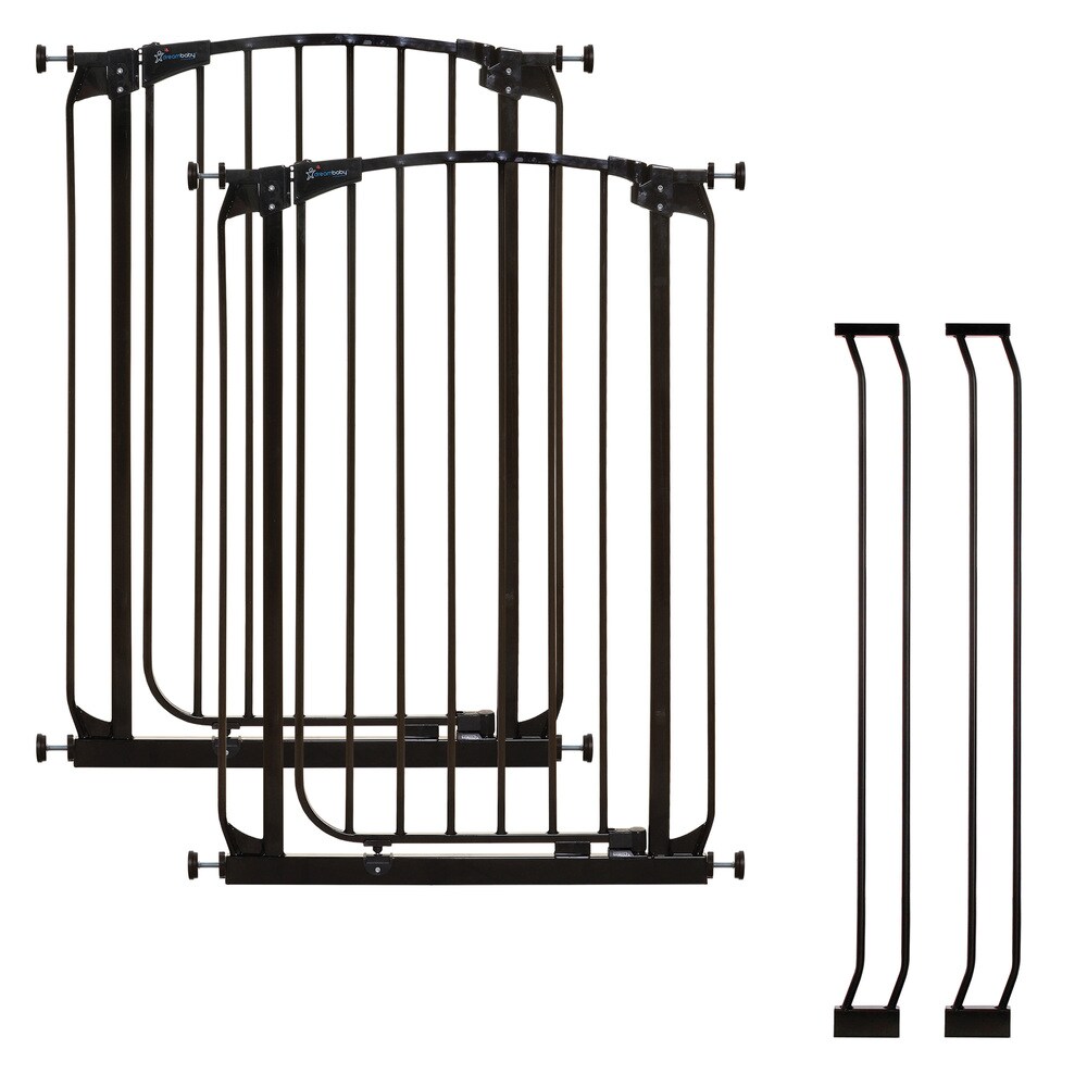 Dreambaby Chelsea Tall Auto Close Stay Open Gate Combo Pack 2 Gate 2 Ext - Black