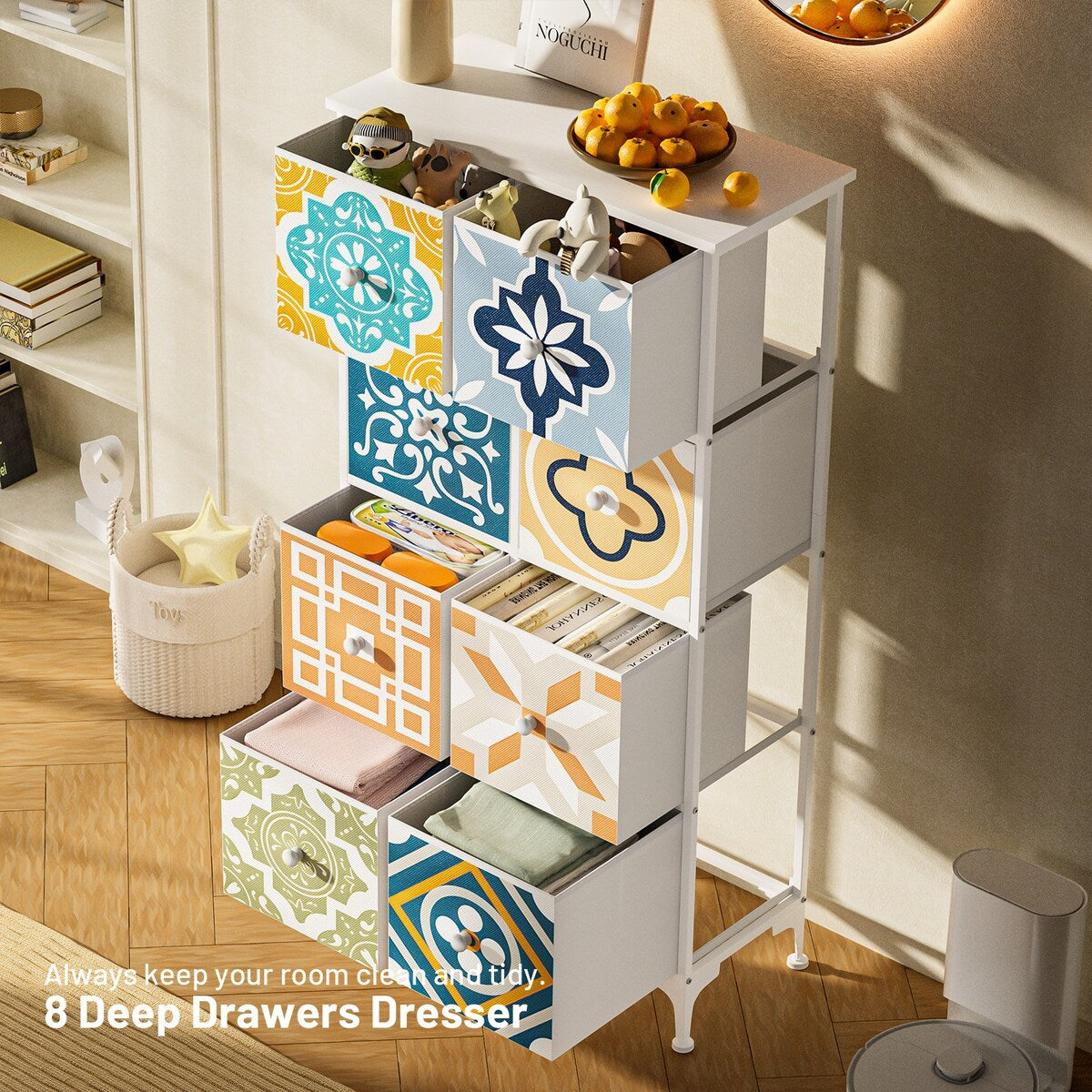 Dresser for Bedroom with 8 Drawers, Mediterranean Style Bedroom Furniture
