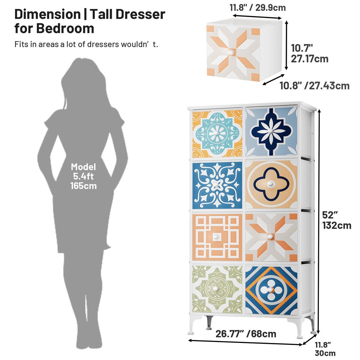 Dresser for Bedroom with 8 Drawers, Mediterranean Style Bedroom Furniture