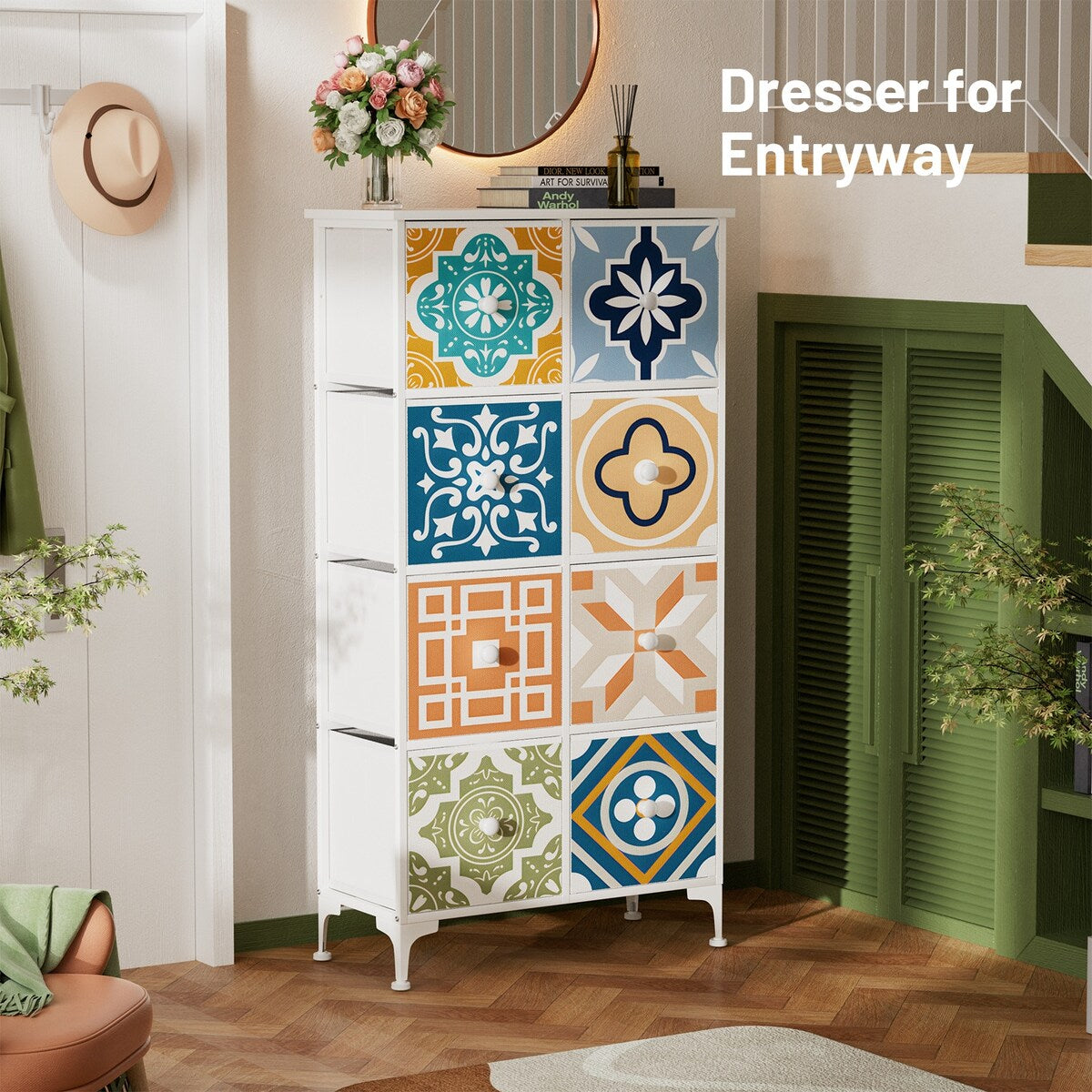 Dresser for Bedroom with 8 Drawers, Mediterranean Style Bedroom Furniture