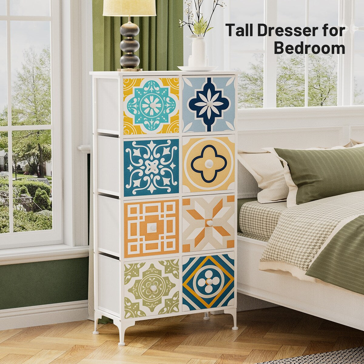 Dresser for Bedroom with 8 Drawers, Mediterranean Style Bedroom Furniture