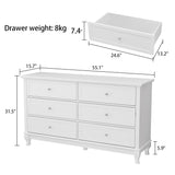 Dresser for Bedroom with Deep Drawers Wooden 6 Drawer Double Dresser