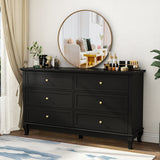 Dresser for Bedroom with Deep Drawers Wooden 6 Drawer Double Dresser