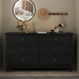 Dresser for Bedroom with Deep Drawers Wooden 6 Drawer Double Dresser