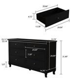 Dresser for Bedroom with Deep Drawers Wooden 6 Drawer Double Dresser