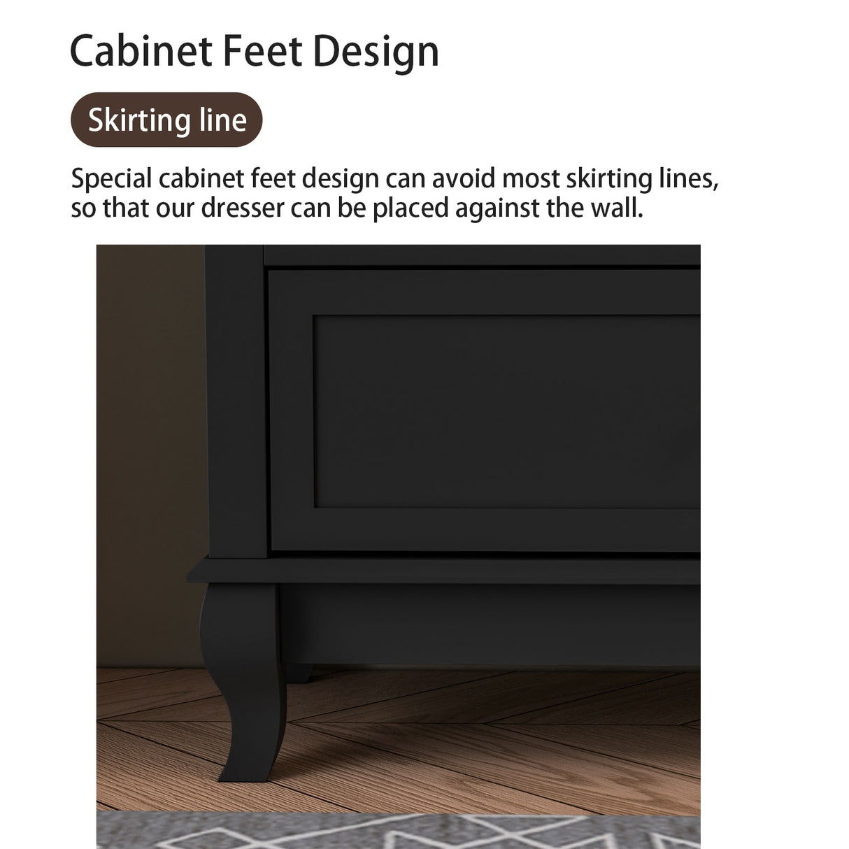 Dresser for Bedroom with Deep Drawers Wooden 6 Drawer Double Dresser