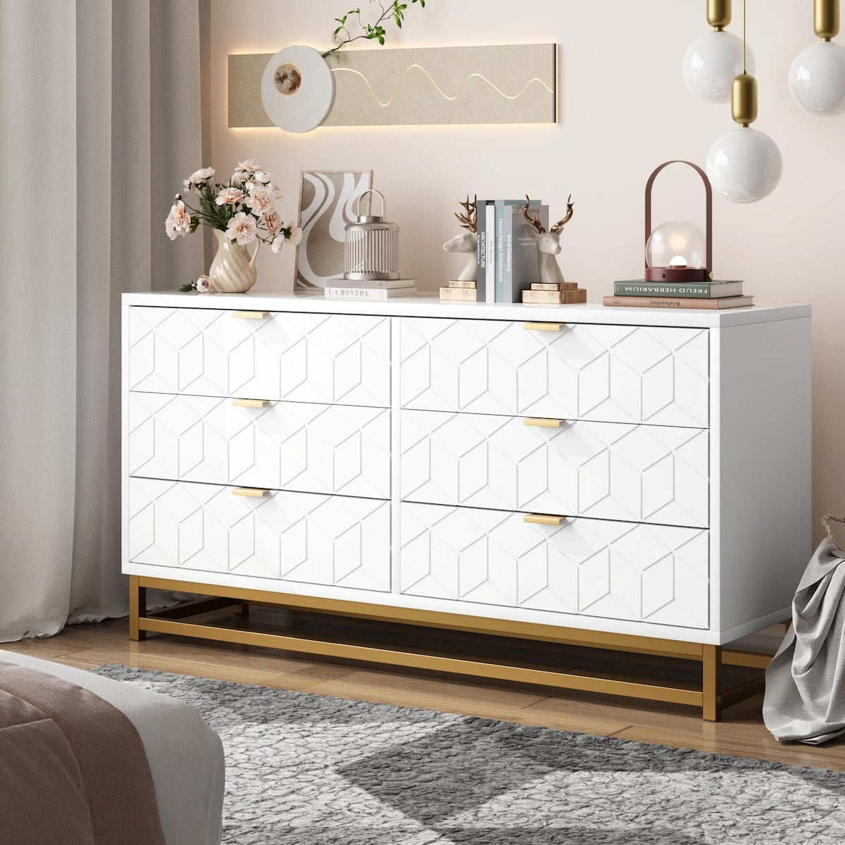 Dresser for Bedroom, 53.5" Large Drawer Dresser Organizer
