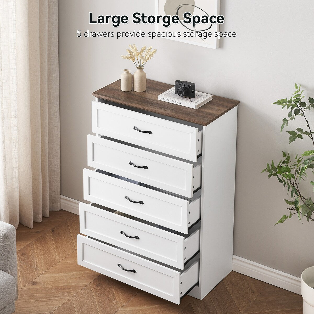Dresser with 5 Drawers for Bedroom
