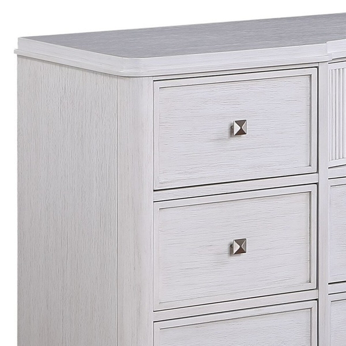 Dresser with Reeded Design and Tapered Legs, White