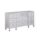 Dresser with Reeded Design and Tapered Legs, White
