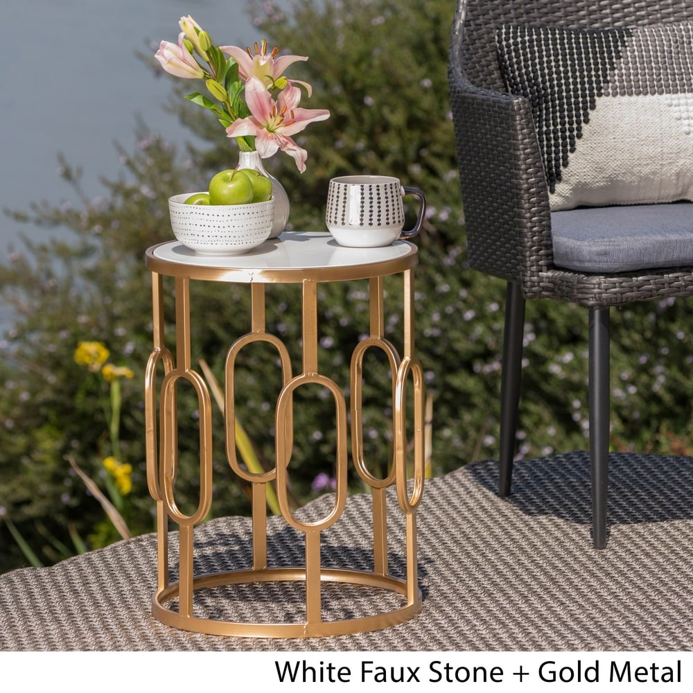 Drexel Outdoor Faux Stone Side Table by Christopher Knight Home
