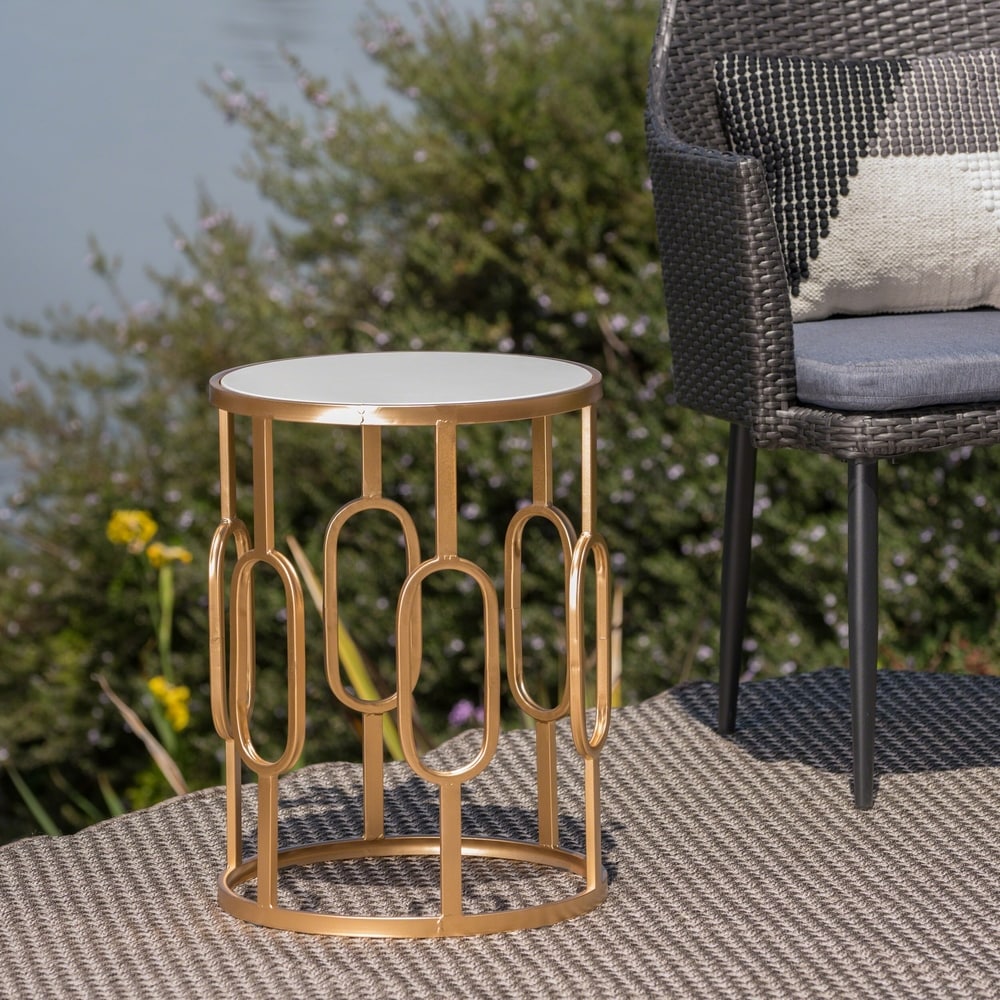 Drexel Outdoor Faux Stone Side Table by Christopher Knight Home