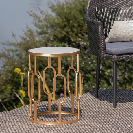 Drexel Outdoor Faux Stone Side Table by Christopher Knight Home