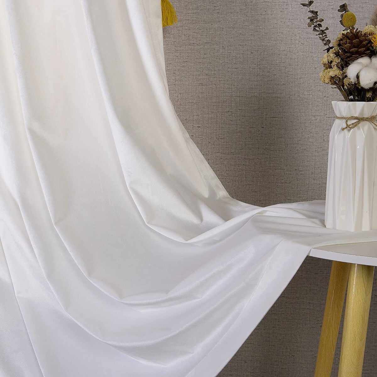DriftAway Boho Velvet Handmade Tassel Curtain Room Darkening Thermal Insulated Window Curtains